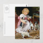 ティータイムのキツネテリアパピーズヴィンテージドッグアート ポストカード (正面/裏面)