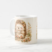 ティータイムのハリネズミの水彩画 コーヒーマグカップ (正面左)