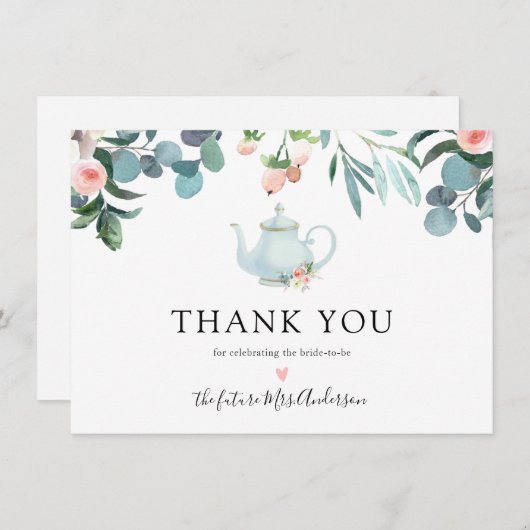 ティータイムのブライダルシャワーのお礼 サンキューカード (正面/裏面)