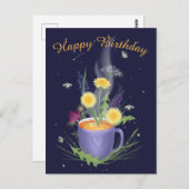 ティータイムの夏の花のポストカード ポストカード (正面/裏面)