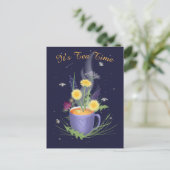 ティータイムの夏の花のポストカード ポストカード (スタンド正面)