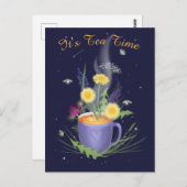 ティータイムの夏の花のポストカード ポストカード (正面/裏面)