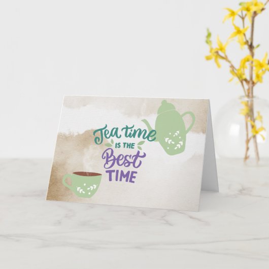 ティータイムは最高の時間 ブランクカード カード (黄色い花)