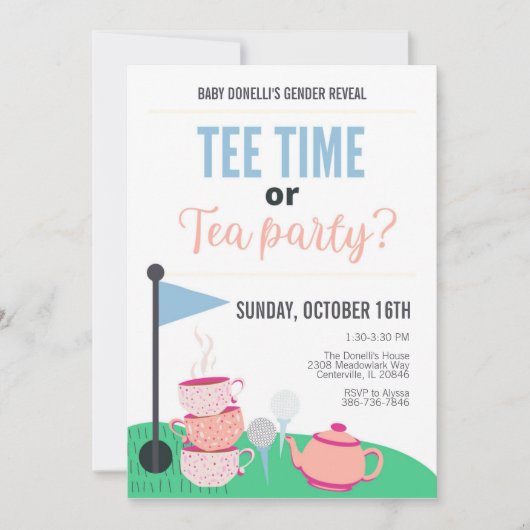 ティータイムまたはティータイムジェンダーの表示招待状 招待状 (正面)