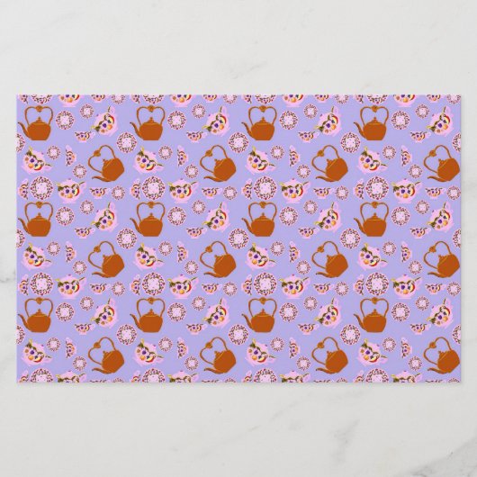 ティータイムキッチンタオルティーポットティーカップテケトル 便箋 (正面)