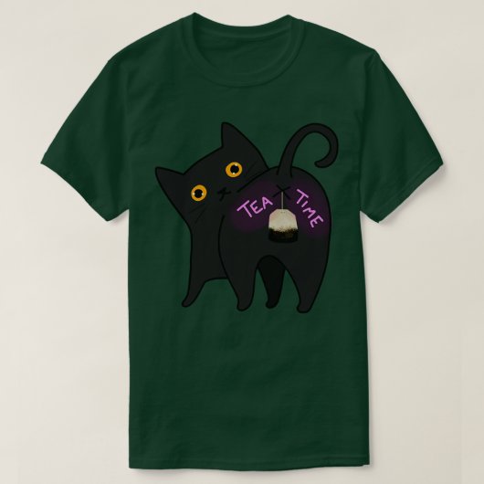ティータイムキャット Tシャツ (デザイン正面)