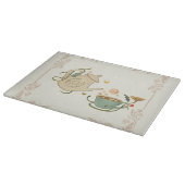 ティータイムグラフィックデザイン、ライトベージュ背景 カッティングボード (角)