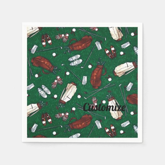 ティータイムグリーンゴルフパタンナプキンズ スタンダードカクテルナプキン (正面)