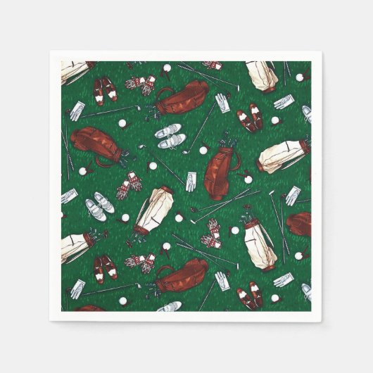 ティータイムグリーンゴルフパタンナプキンズ スタンダードカクテルナプキン (正面)