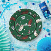 ティータイムグリーンゴルフパターン ペーパープレート (パーティー)