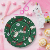 ティータイムグリーンゴルフパターン ペーパープレート (パーティー)