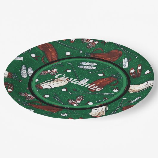 ティータイムグリーンゴルフパターン ペーパープレート (アングル)