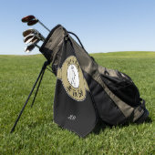 ティータイムゴルファーのユーモアスポーツモノグラムブラック金ゴールド ゴルフタオル (グリーン)