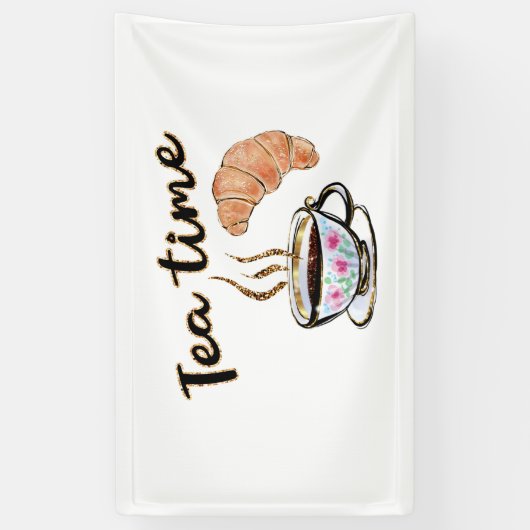 ティータイムシンボルや象徴、紅茶パーティーアクセサリー、紅茶パーティー 横断幕 (縦)