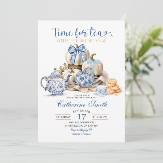 ティータイムチャイノエリーパーティーブライダルシャワーの招待客 招待状 (スタンド正面)
