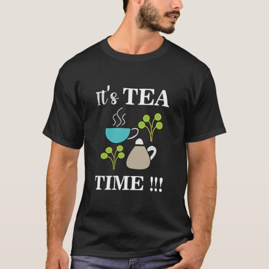 ティータイムティーカップティーポットティー恋人 Tシャツ (正面)