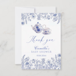 ティータイムトイルをテーマにした赤ちゃんシャワー サンキューカード