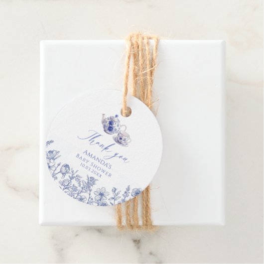 ティータイムトイルをテーマにした赤ちゃんシャワー フェイバータグ (インサイチュ)