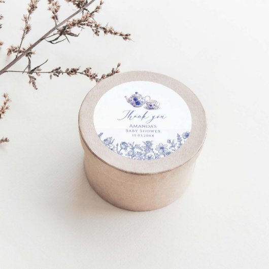 ティータイムトイルをテーマにした赤ちゃんシャワー ラウンドシール