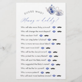 ティータイムトイルをテーマにした赤ちゃんシャワー「誰を推測」ゲーム