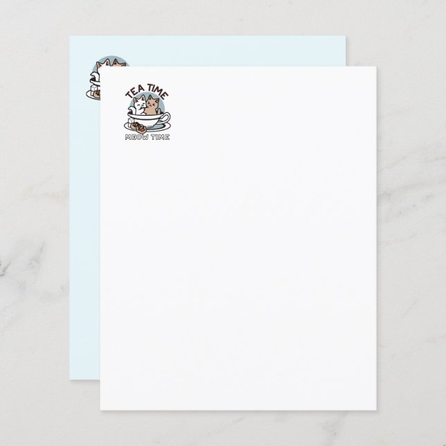 ティータイムニャータイム – かわいい猫とお茶のデザイン (正面/裏面)