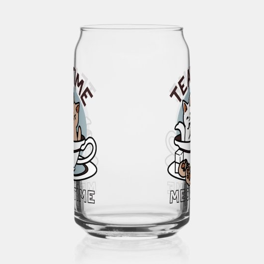 ティータイムニャータイム – かわいい猫とお茶のデザイン ガラス缶 (左)