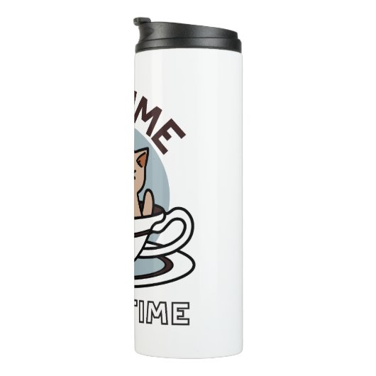 ティータイムニャータイム – かわいい猫とお茶のデザイン タンブラー (回転右)