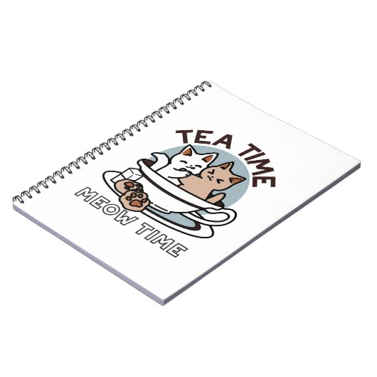 ティータイムニャータイム – かわいい猫とお茶のデザイン ノートブック (左側)