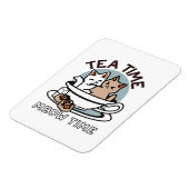 ティータイムニャータイム – かわいい猫とお茶のデザイン マグネット (左側)