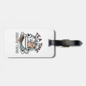 ティータイムニャータイム – かわいい猫とお茶のデザイン ラゲッジタグ (裏面横)