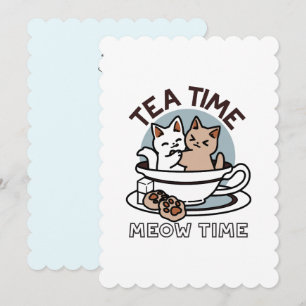 ティータイムニャータイム – かわいい猫とお茶のデザイン 招待状