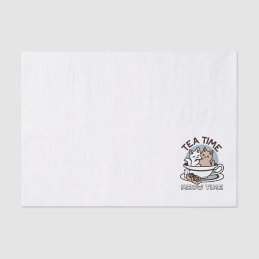 ティータイムニャータイム – かわいい猫とお茶のデザイン 薄葉紙 (正面)