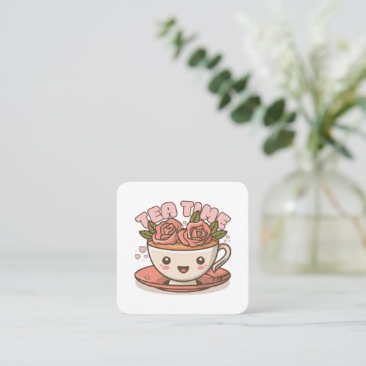 ティータイムバラティーかわいい スクエア名刺 (スタンド正面)