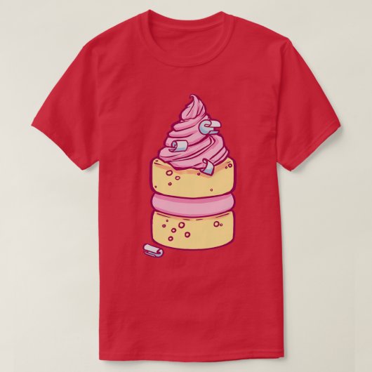 ティータイムパターンピンク Tシャツ (デザイン正面)