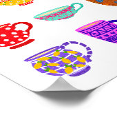 ティータイムブライトウォーターカラーカップキッチンウォールデコール ポスター (角)