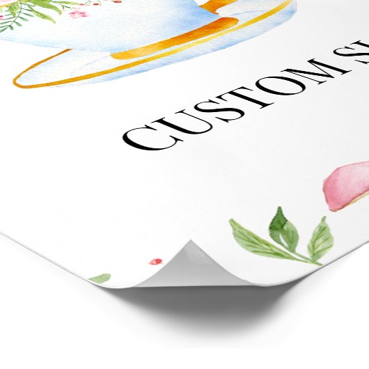 ティータイムワイルドフラワお洒落ーのカスタム看板 ポスター (角)