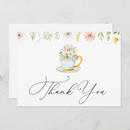 ティータイムワイルドフラワーお洒落サンキューノートカード ノートカード (正面/裏面)
