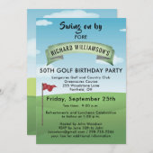 ティータイム付き50thゴルフ誕生日パーティー 招待状 (正面/裏面)