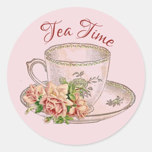 ティータイム封筒シール、ステッカー ラウンドシール (正面)