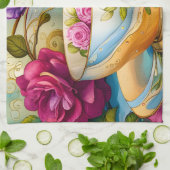 ティータイム – ティーカップアート キッチンタオル (折り畳み)