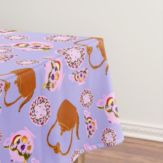 ティータイム ティーポット ティーカップ プレート 銅製のケトル柄 テーブルクロス (インサイチュ)