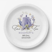 ティータイム パープル ティーポット ブライズシャワー ペーパープレート (正面)