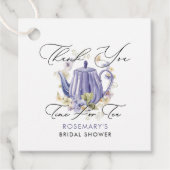 ティータイム パープル ティーポット ブライダル シャワー フェイバータグ (正面)