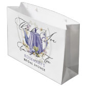 ティータイム パープル ティーポット ブライダル シャワー ラージペーパーバッグ (裏面アングル)