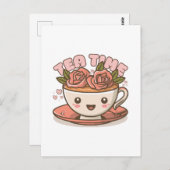 ティータイム ローズティー かわいい ポストカード (正面/裏面)