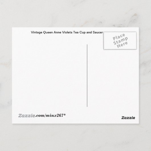 ティータイム – ヴィンテージヴィオレットティーカップハガキ ポストカード (裏面)