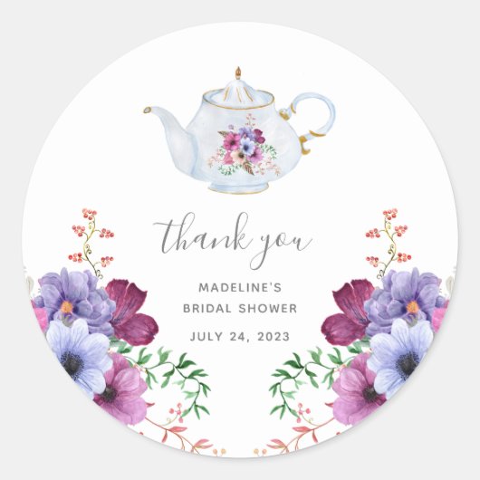 ティータイム ヴィンテージ ブライダルシャワー サンクス ラウンドシール (正面)