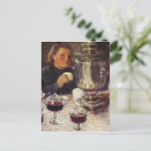 ティータイム： Igor Grabarのサモバール ポストカード (スタンド正面)