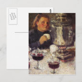 ティータイム： Igor Grabarのサモバール ポストカード (正面/裏面)