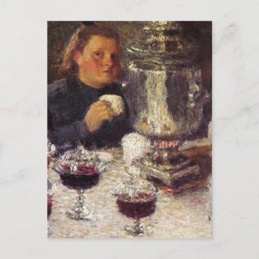 ティータイム： Igor Grabarのサモバール ポストカード (正面)